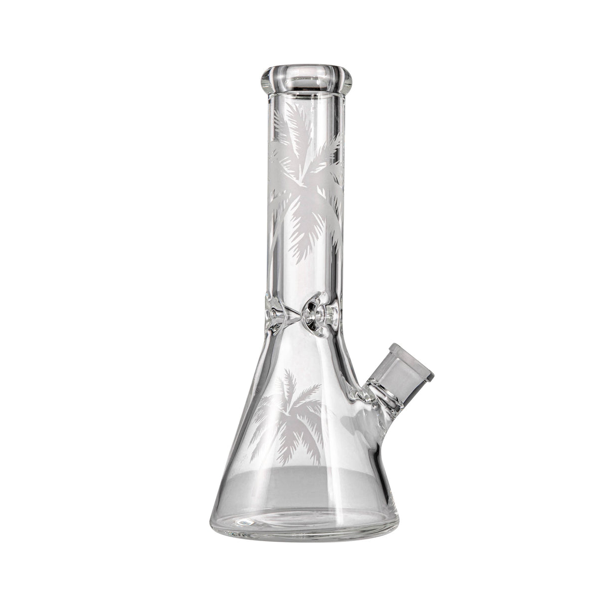 Sunakin America BKR9 Beaker Bong with leaf patterns, side view on white background