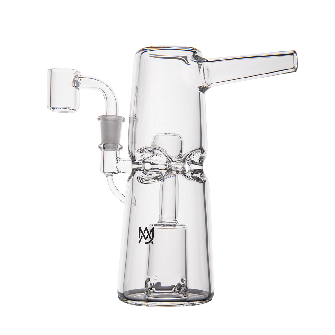 MJ Arsenal Turret Mini Dab Rig with Quartz Bucket - Clear Glass Side View
