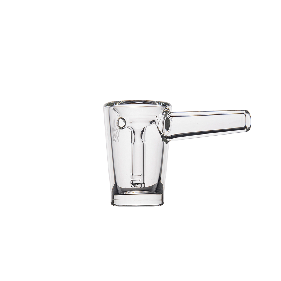 MJ Arsenal Basin Compact Bubbler - Clear Borosilicate Glass, Side View on White Background