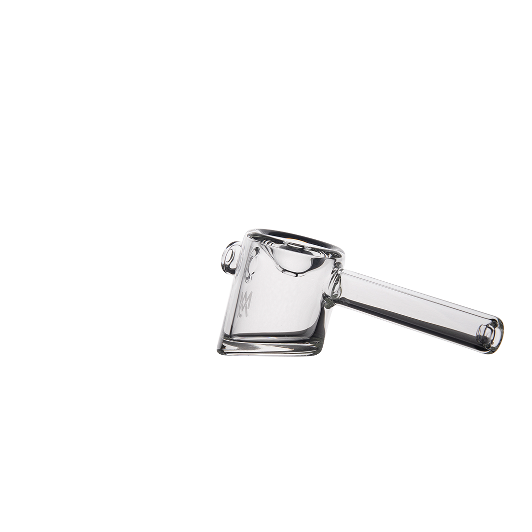 MJ Arsenal Kickstand Hand Pipe - Clear Glass - Angled Side View