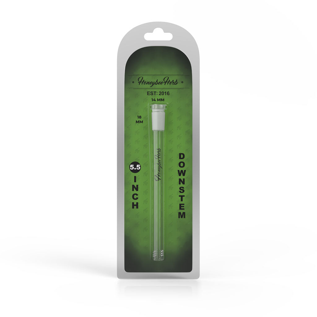 Honeybee Herb Glass Downstem 5.5in Clear - Front View in Packaging