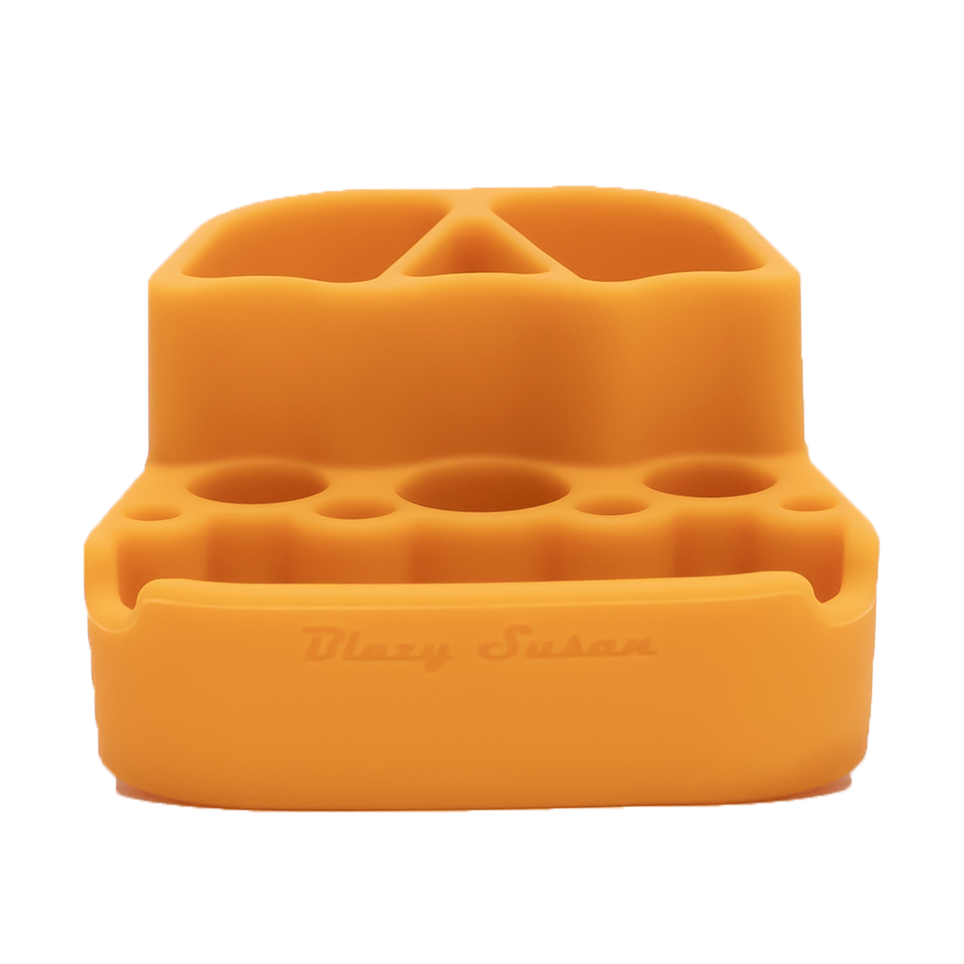 Blazy Susan Spinning Rolling Tray in Vibrant Yellow - Organizational Compartments for Accessories