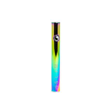 Stacheproducts SLIM Battery in Rainbow finish, front view on a seamless white background