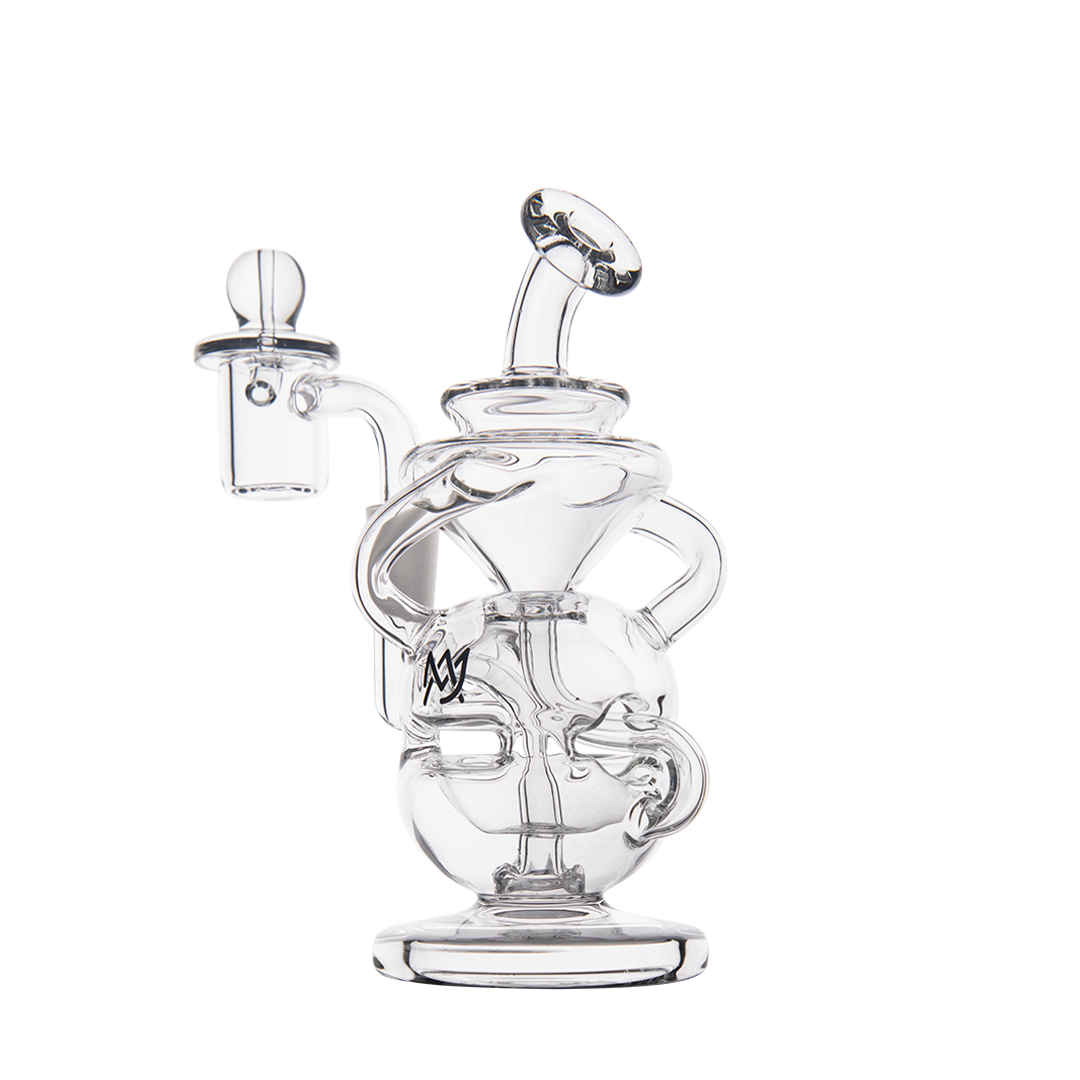 MJ Arsenal Infinity Mini Dab Rig with 10mm Female Joint and Recycler Design, Front View