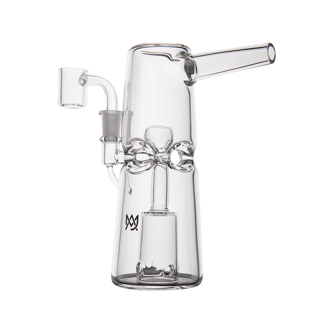 MJ Arsenal Turret Mini Dab Rig with Quartz Bucket - Compact Clear Glass Design