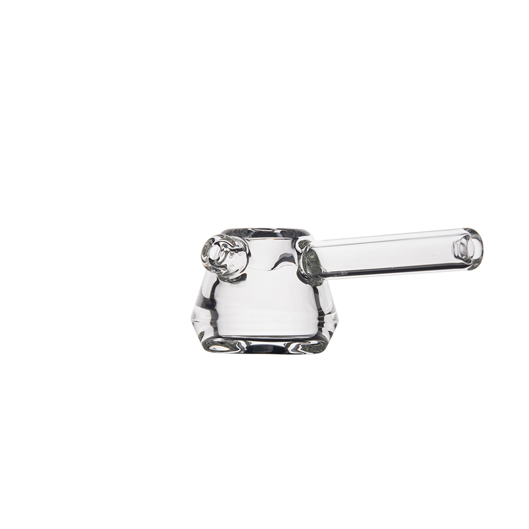 MJ Arsenal Kettle Hand Pipe - Clear Glass with Side Carb - Front View