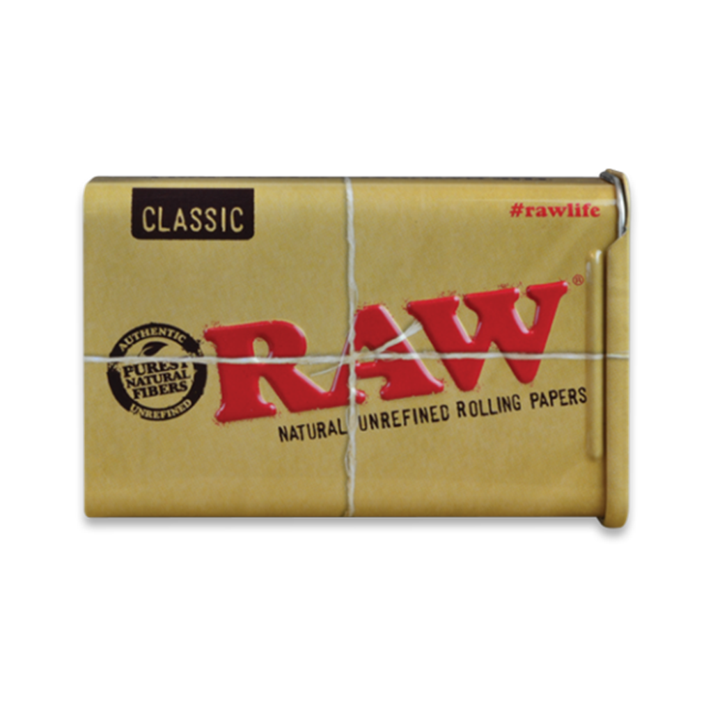 RAW Retro Slide Tin for Rolling Accessories, Front View on Seamless White Background
