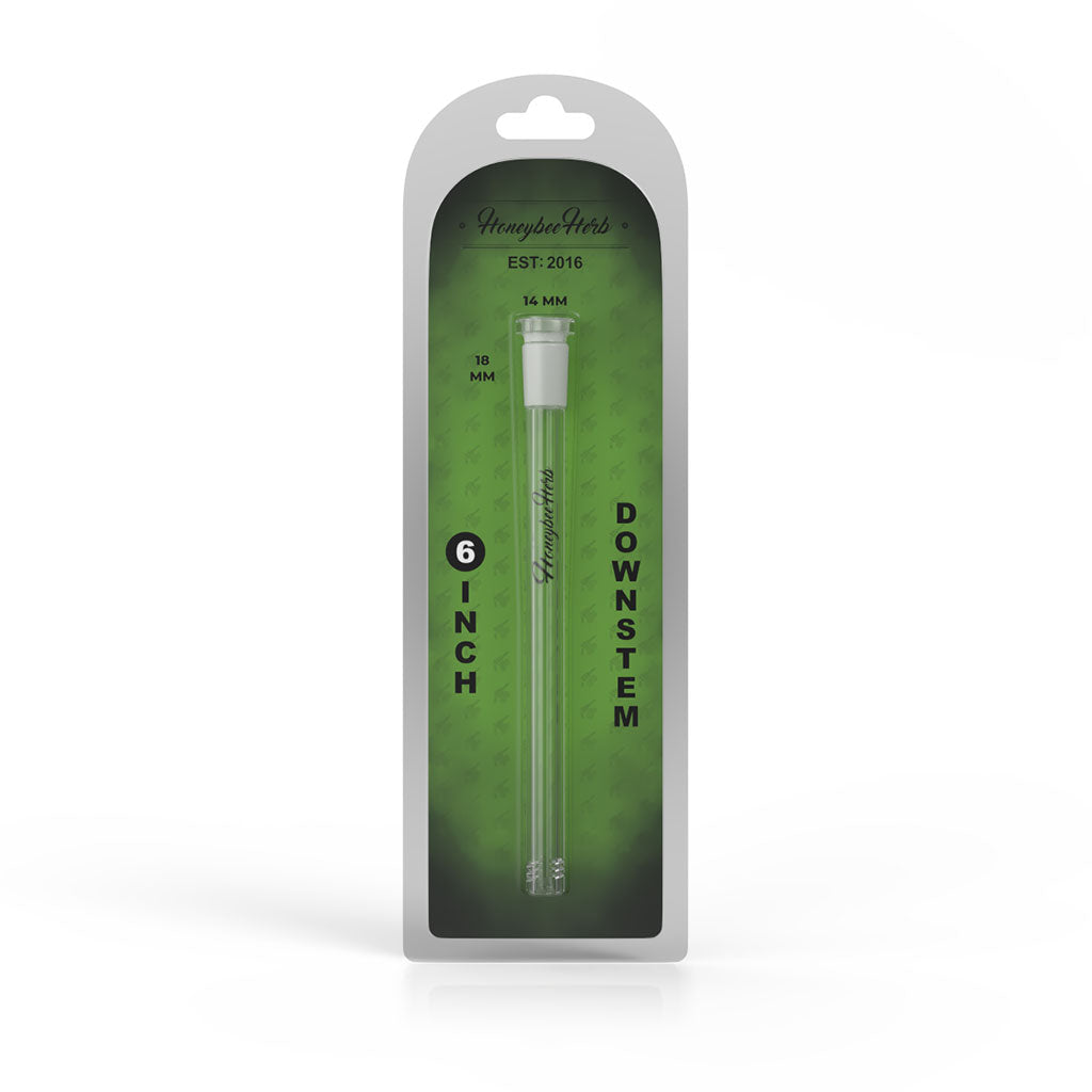 Honeybee Herb Glass Downstem 6in Clear - Front View on Packaging