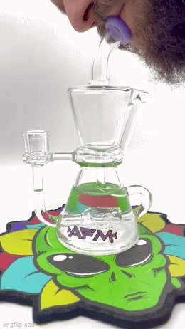 AFM The Hour Glass Recycler Dab Rig - 8.5" with Borosilicate Glass and Recycler Percolator
