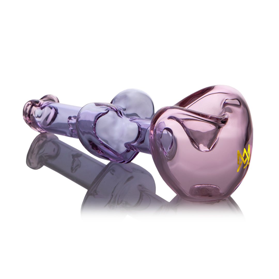 MJ Arsenal Flutter Hand Pipe in pink, Valentine's 2024 edition, side view on white background