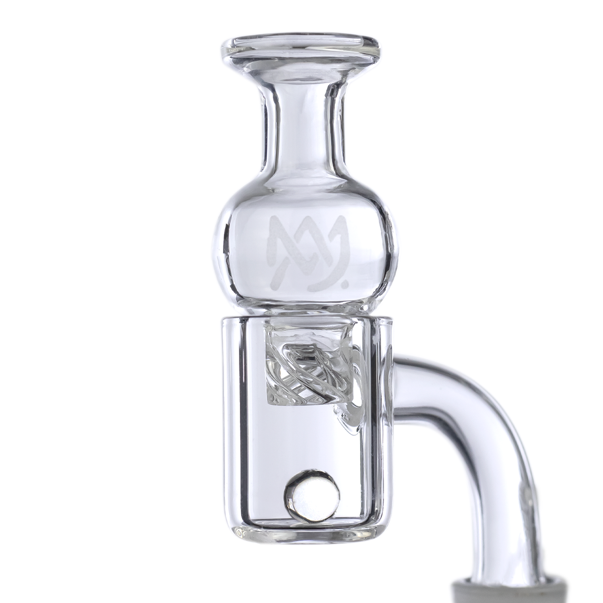 Close-up of MJ Arsenal Quartz Terp Pearls inside a dab rig banger for efficient vaporization