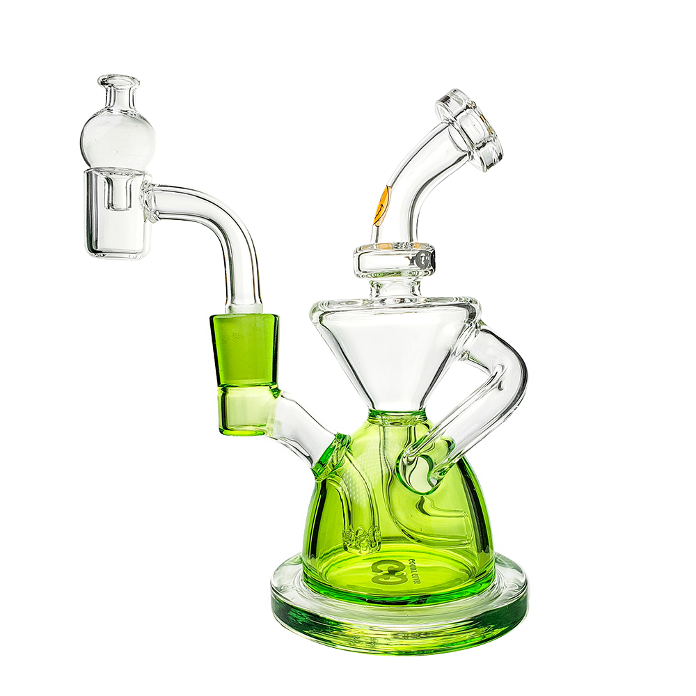 Goody Glass Twister Mini Rig 4-Piece Kit in Slime Green with Quartz Banger - Front View