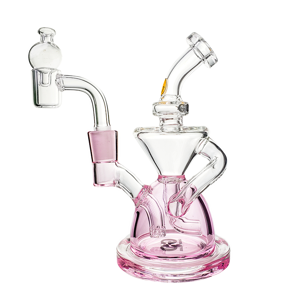 Goody Glass Twister Mini Rig 4-Piece Kit, Pink Accents, Front View on White Background