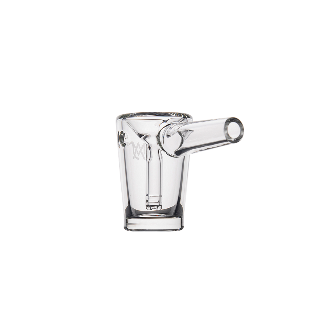 MJ Arsenal Basin Compact Bubbler, 100% Borosilicate Glass, Front View on Seamless White