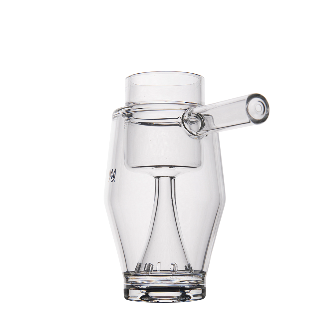 MJ Arsenal Proxy Bubbler Mini front view, compact glass dab rig with clear, smooth design