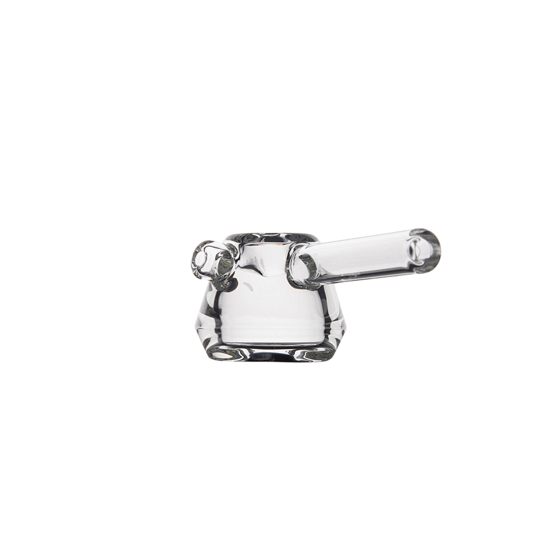 MJ Arsenal Kettle Hand Pipe - Compact Clear Glass with Side Carb - Isolated Front View