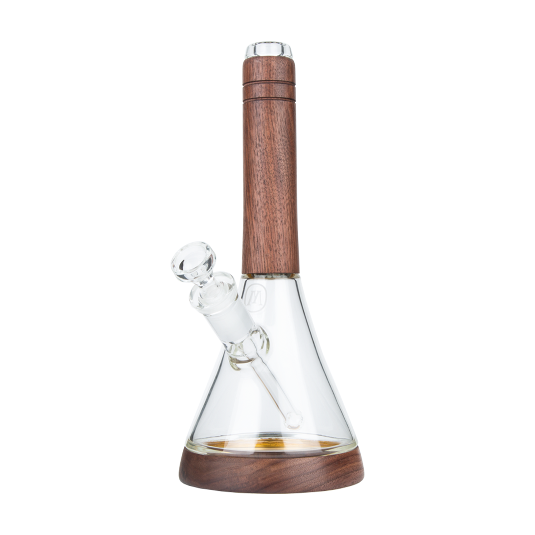 Marley Natural Glass and Walnut Waterpipe - Clear Beaker Bong with Wood Detail