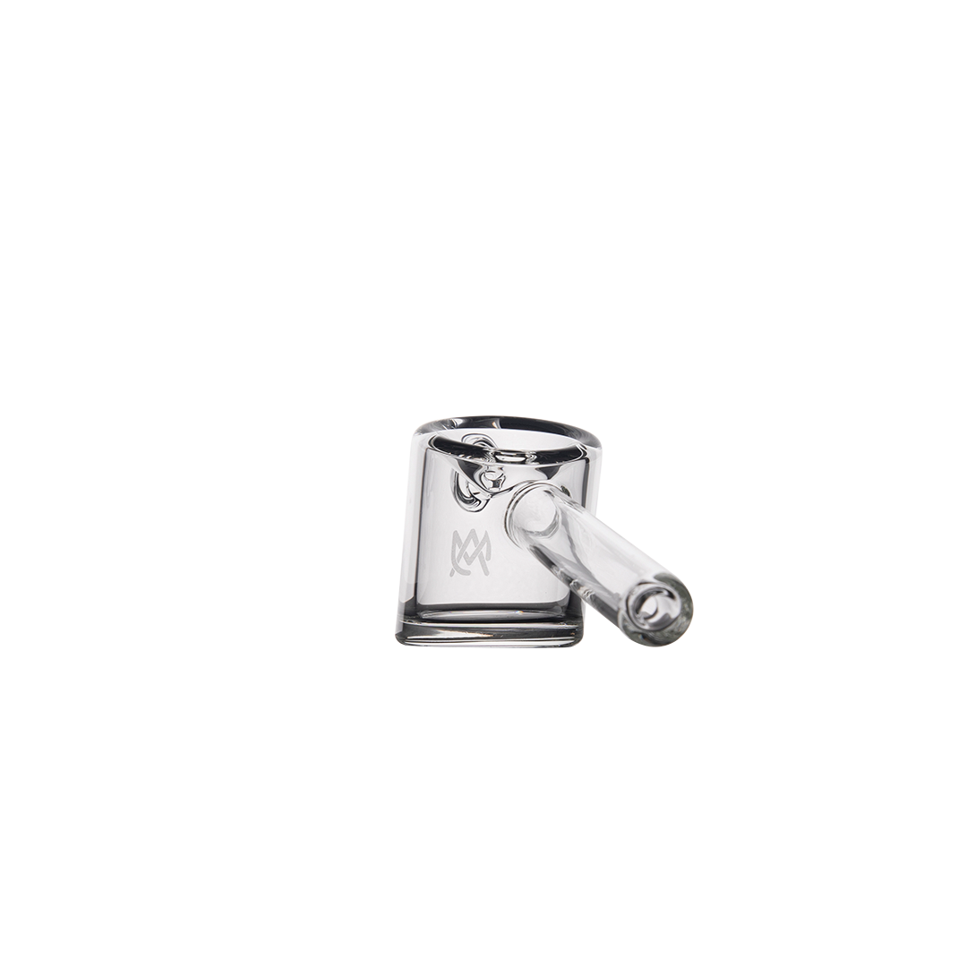 MJ Arsenal Kickstand Hand Pipe - Compact Clear Glass with Logo - Side View
