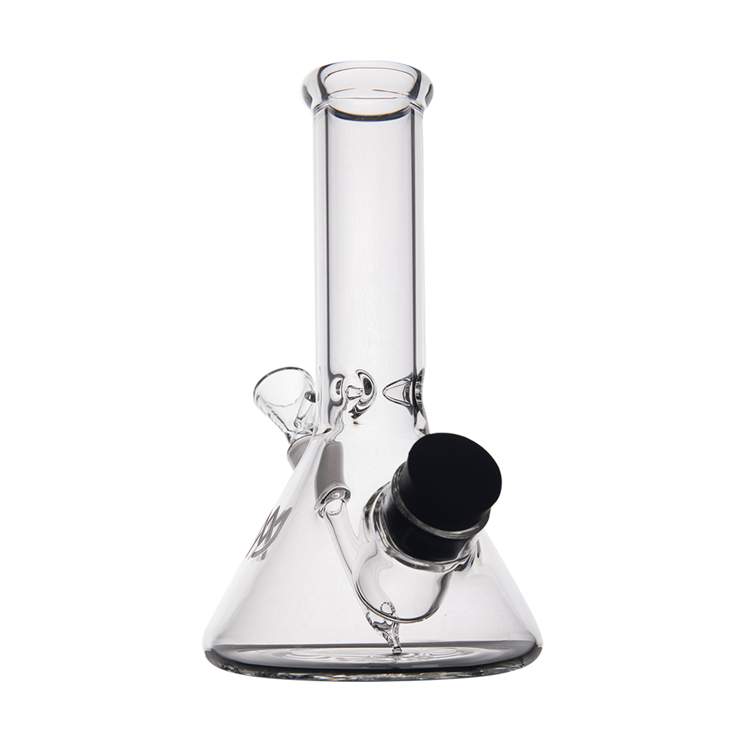 MJ Arsenal Cache Bong in clear borosilicate glass, beaker design, with 45-degree joint