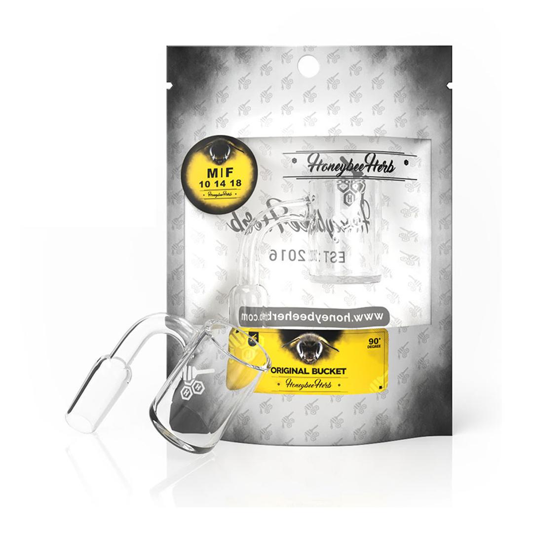 Honeybee Herb Bangers Original Bucket, quartz dab rig accessory on branded packaging