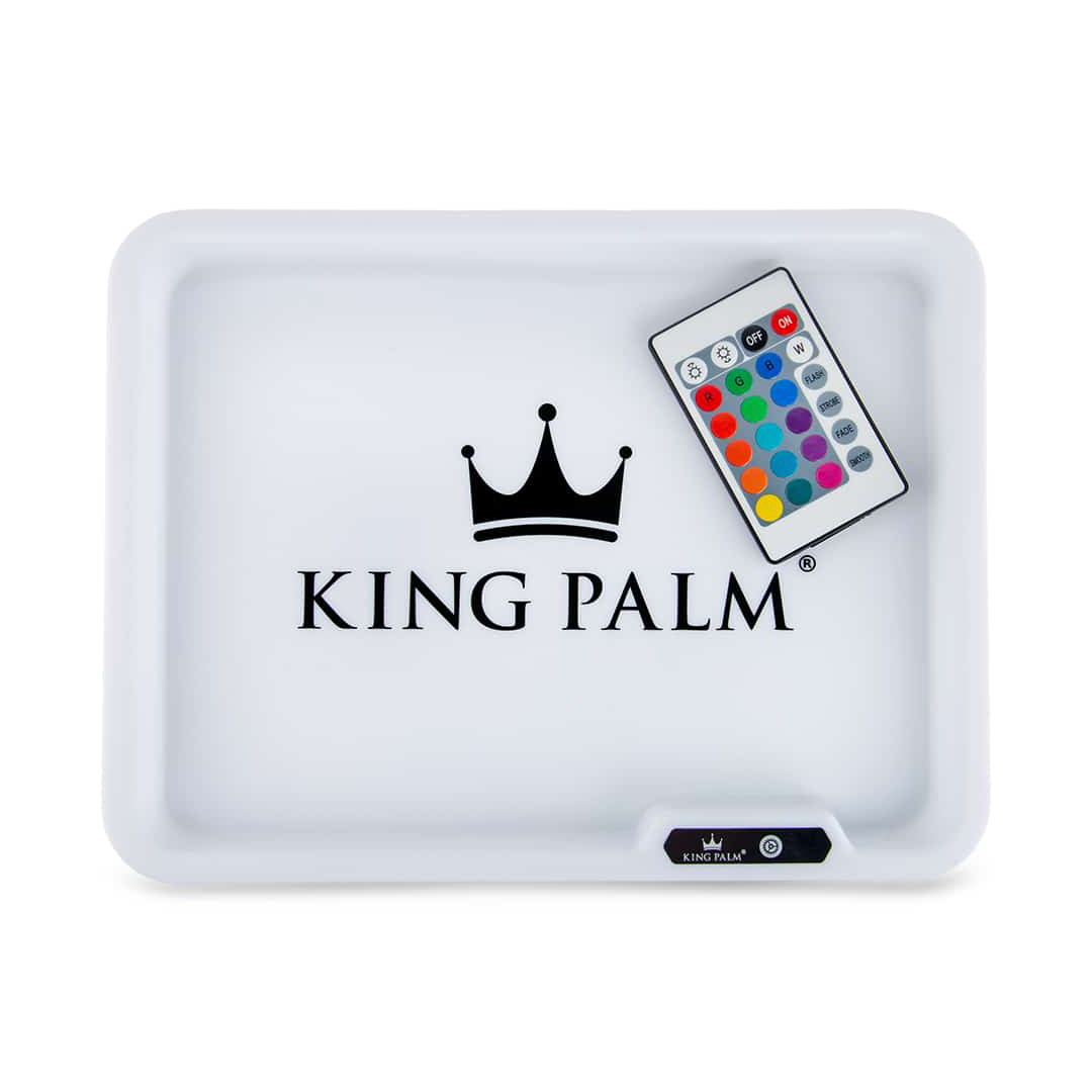 King Palm 11" LED Glow Rolling Tray with Remote Control, Top View, 16 Color Lights