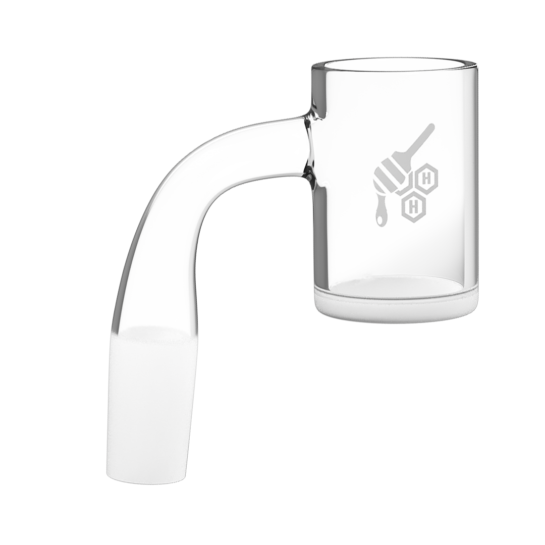 Honeybee Herb Quartz Banger with Flat Top Design, Side View on White Background