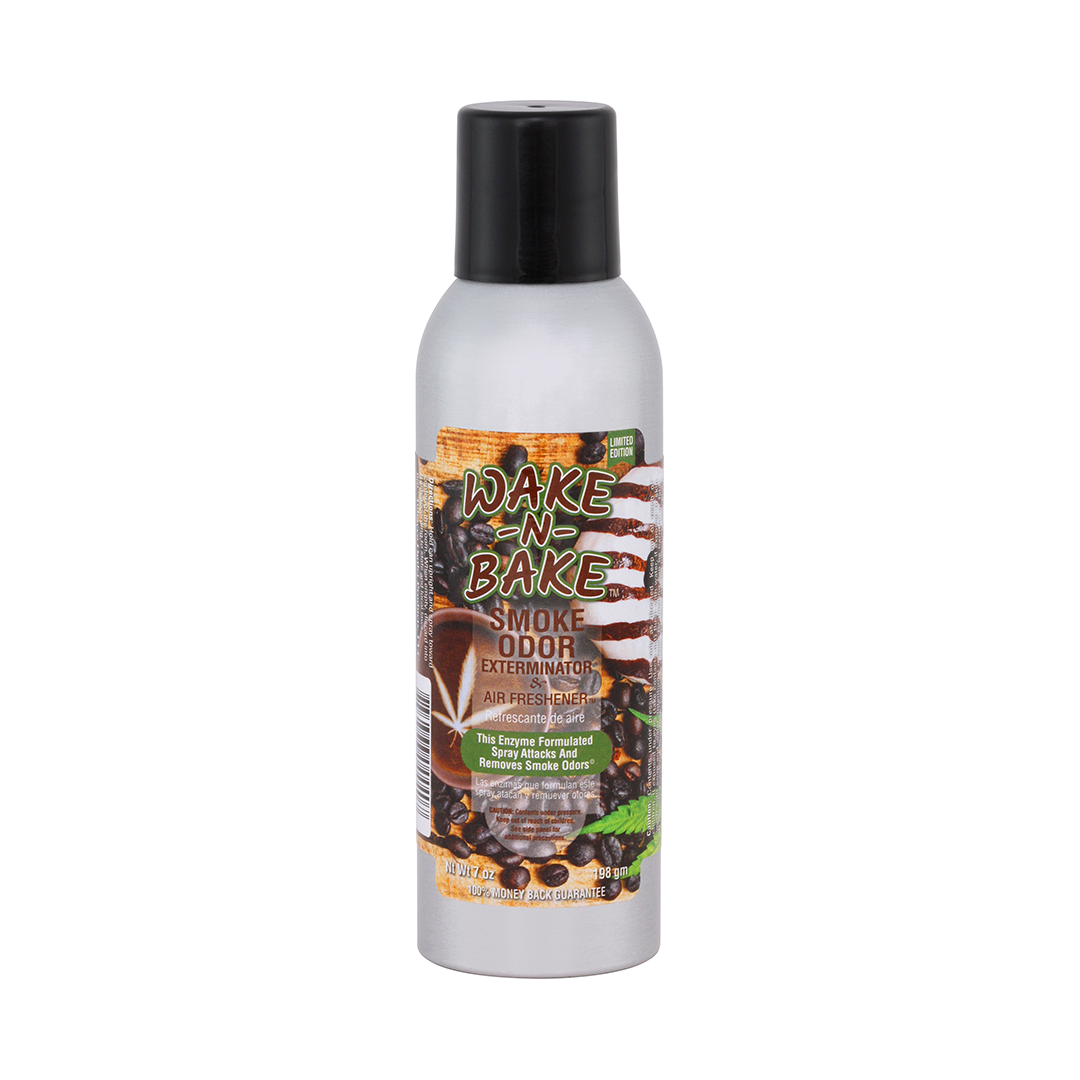 Smoke Odor 7oz Enzyme Spray in 'Wake N' Bake' scent, front view on seamless white background