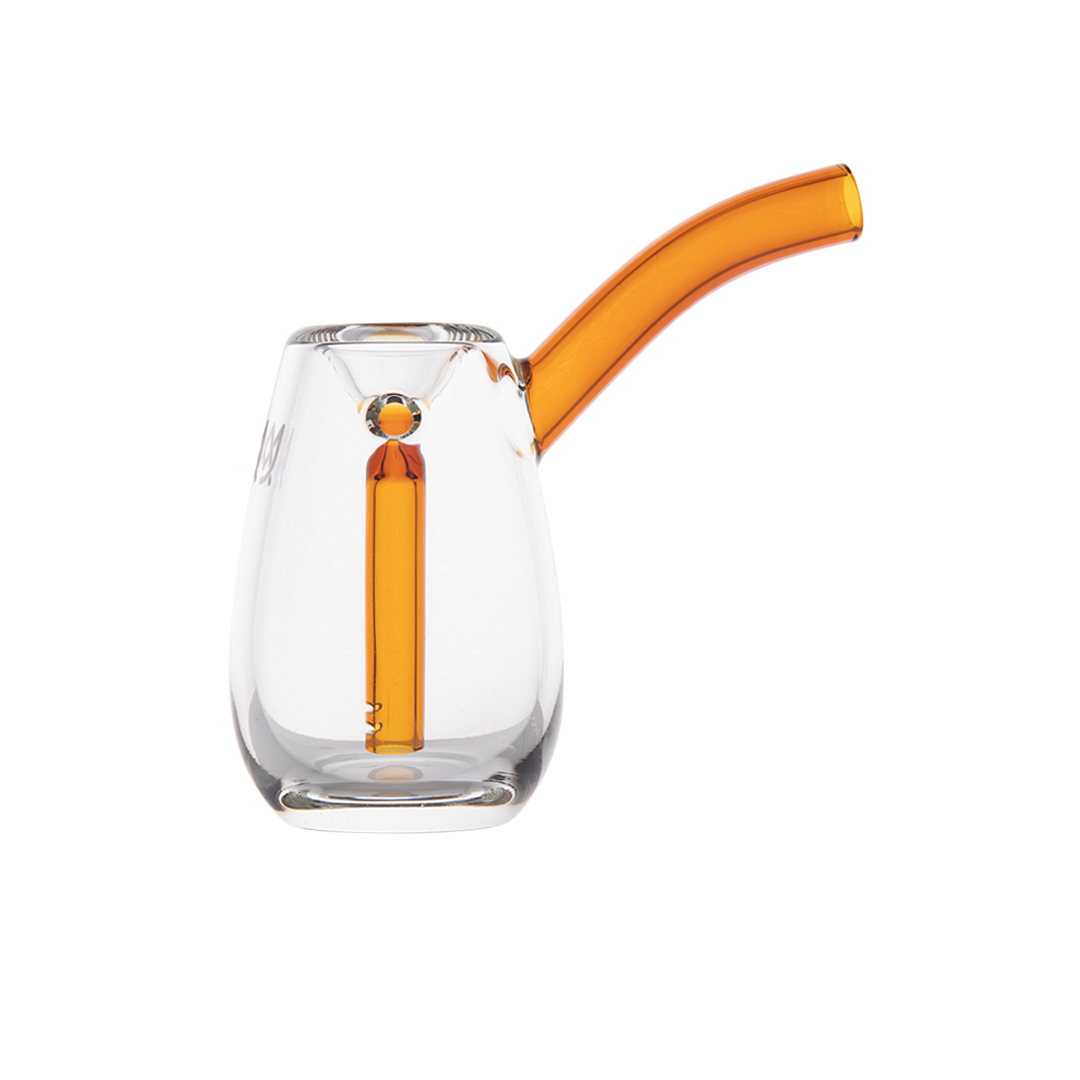 MJ Arsenal Bulb Mini Bubbler in Amber - 100% Borosilicate Glass, Front View on White
