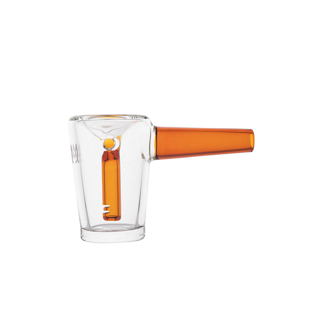 MJ Arsenal Basin Compact Bubbler in Amber, 100% Borosilicate Glass with Advanced Filtration - Side View
