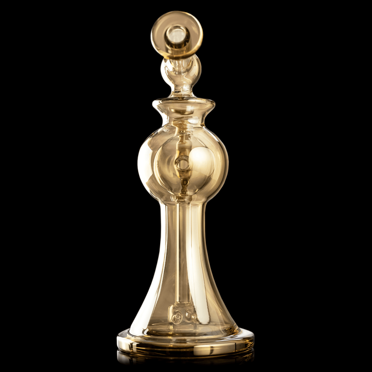 MJ Arsenal Gold Apollo Mini Rig - Front View on Black Background, Portable 10mm Banger Hanger