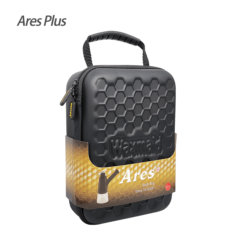 Waxmaid Ares Plus Electric Dab Rig in Carrying Case - Front View with Logo