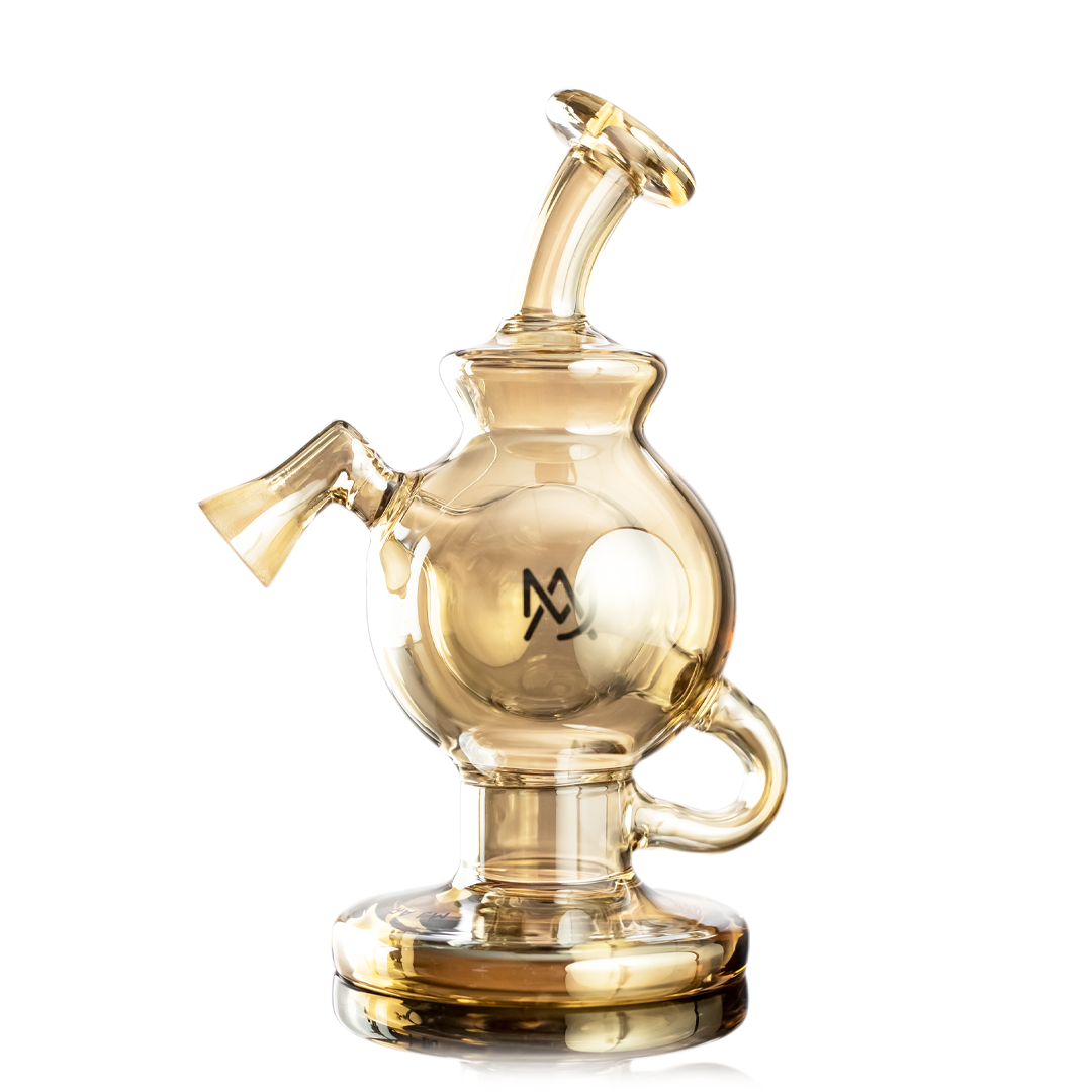 MJ Arsenal Atlas Vape Edition in Gold - Compact Dab Rig with Quartz Banger, Front View