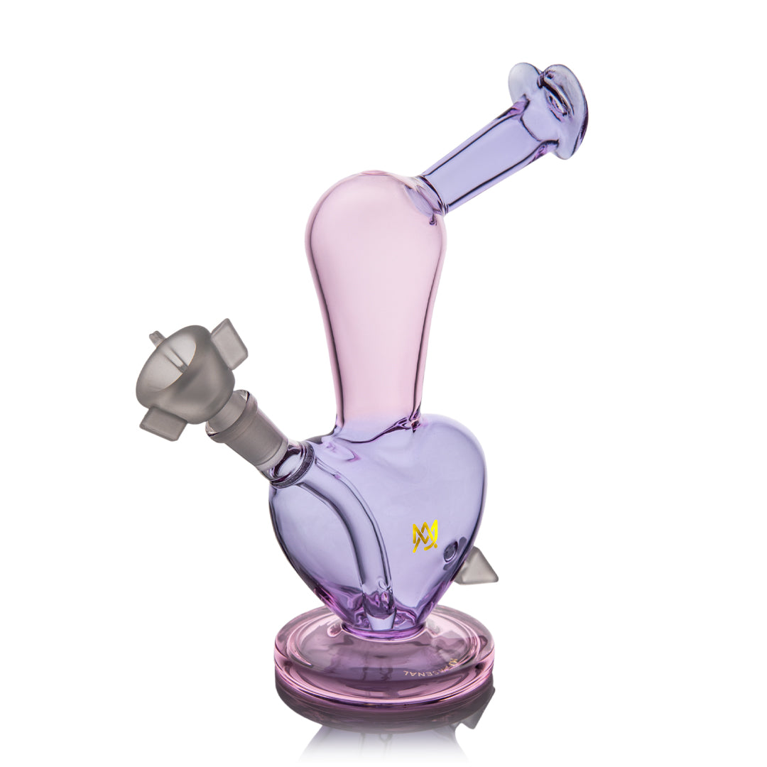 MJ Arsenal Burning Heart Bong in Pink, Valentine's 2024 Edition, Front View on White Background