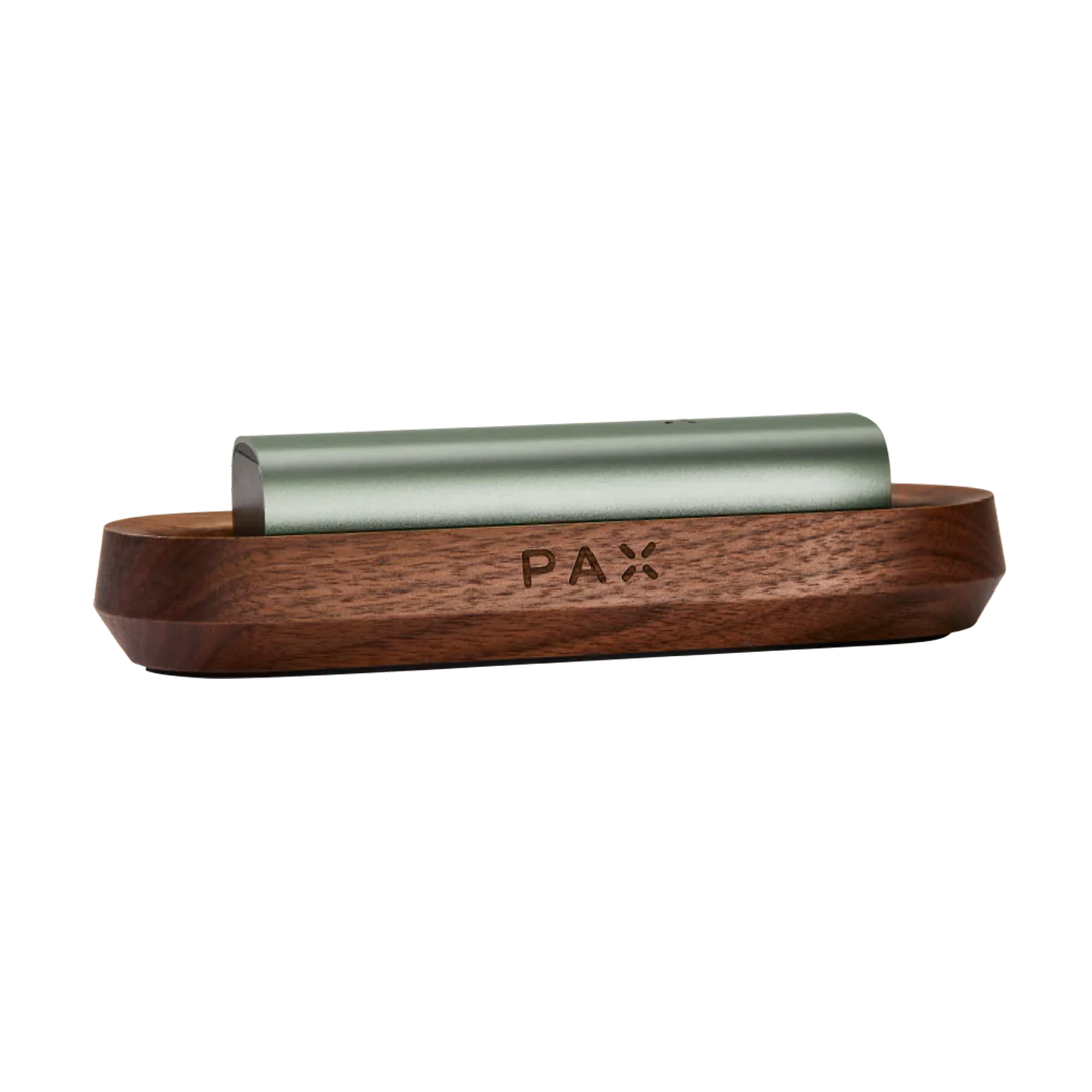 PAX Elegant Walnut Wooden Charging Tray with Vaporizer - Front View