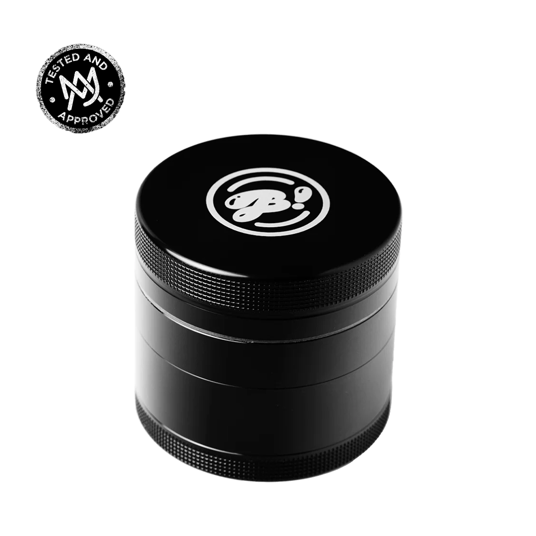 BigFun! 2.2" Black Medium Aluminum Grinder with Diamond Teeth & Pollen Sifter - Top View