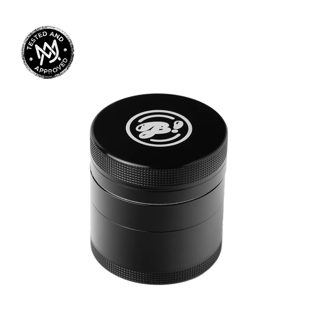 BigFun! Compact 2" Black Aluminum Grinder with Diamond Teeth & Pollen Sift - Top View