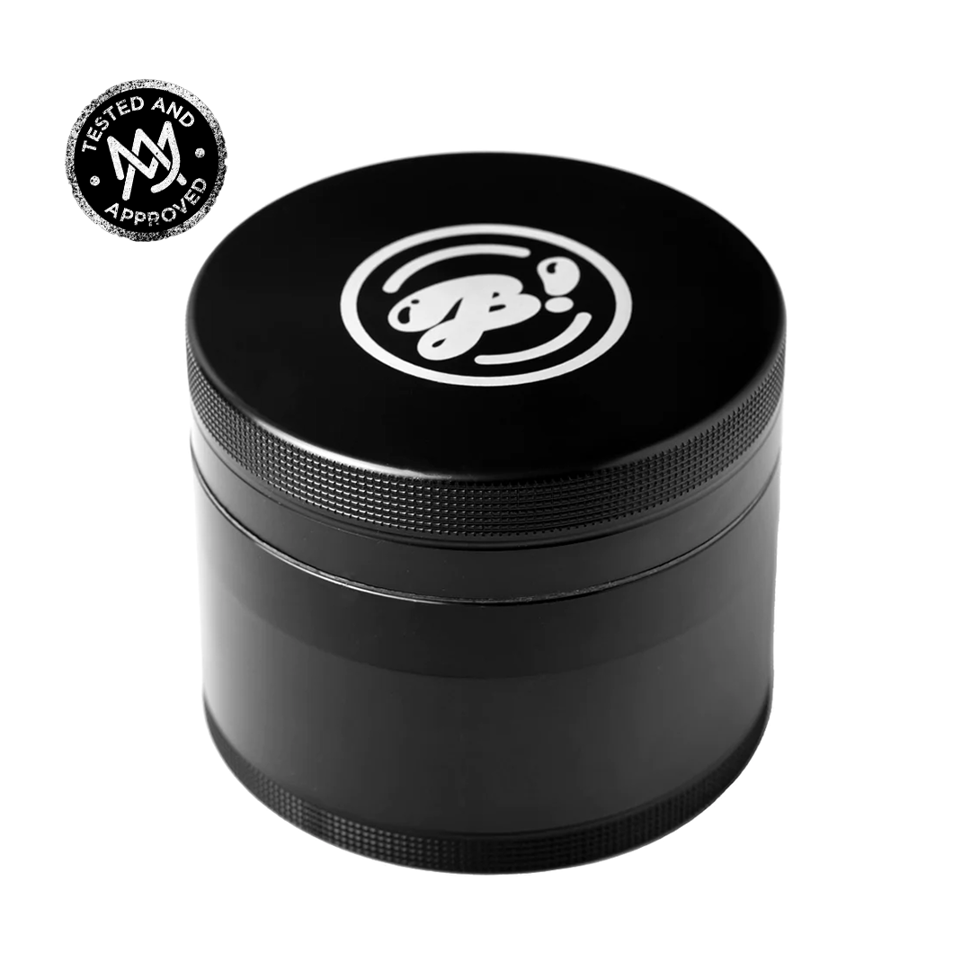 BigFun! XL Black Aluminum Herb Grinder - 3" Diameter with Diamond Teeth & Pollen Sifter, Top View