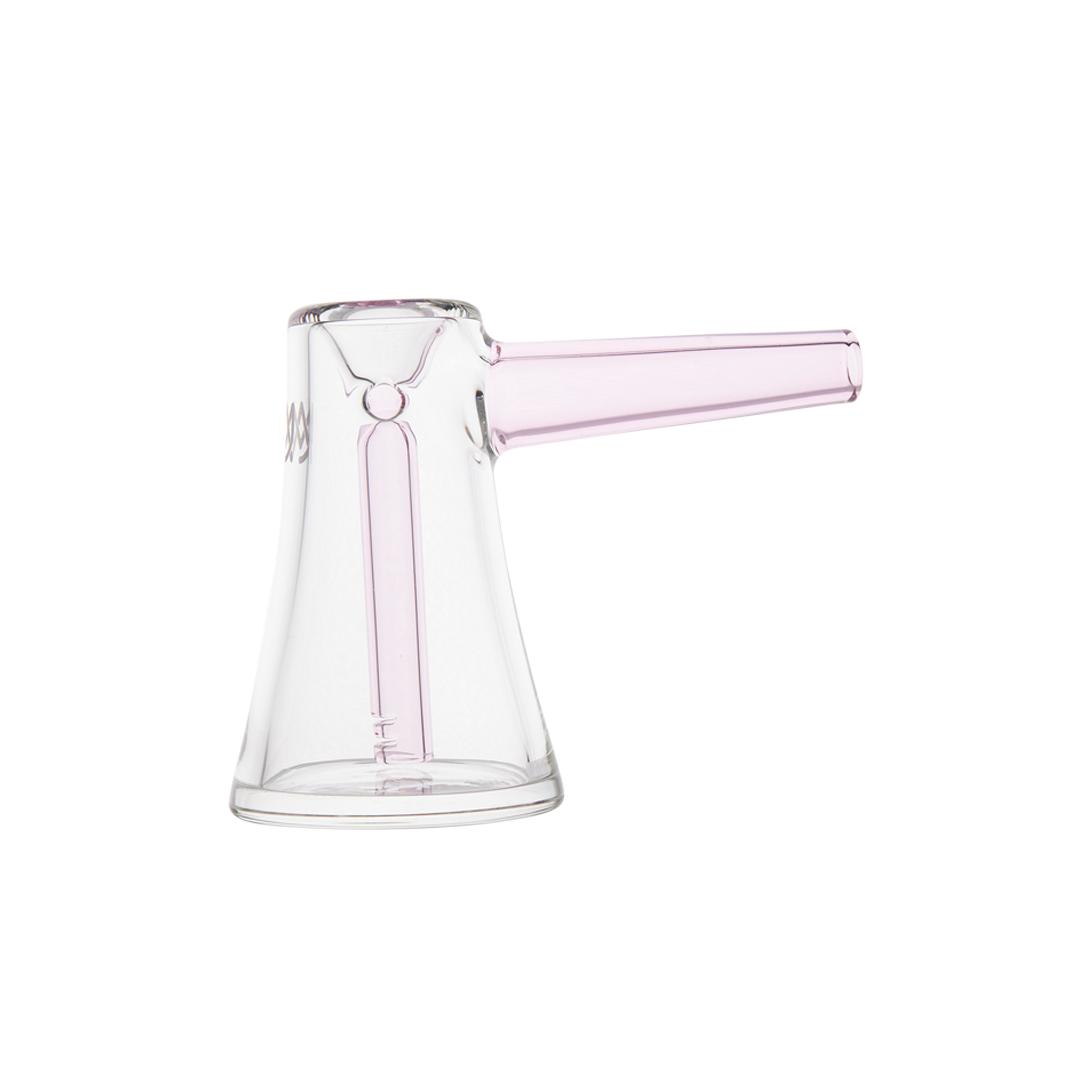 MJ Arsenal Vulkan Bubbler in Blush - Compact Glass Bubbler with Side Pipe - Front View