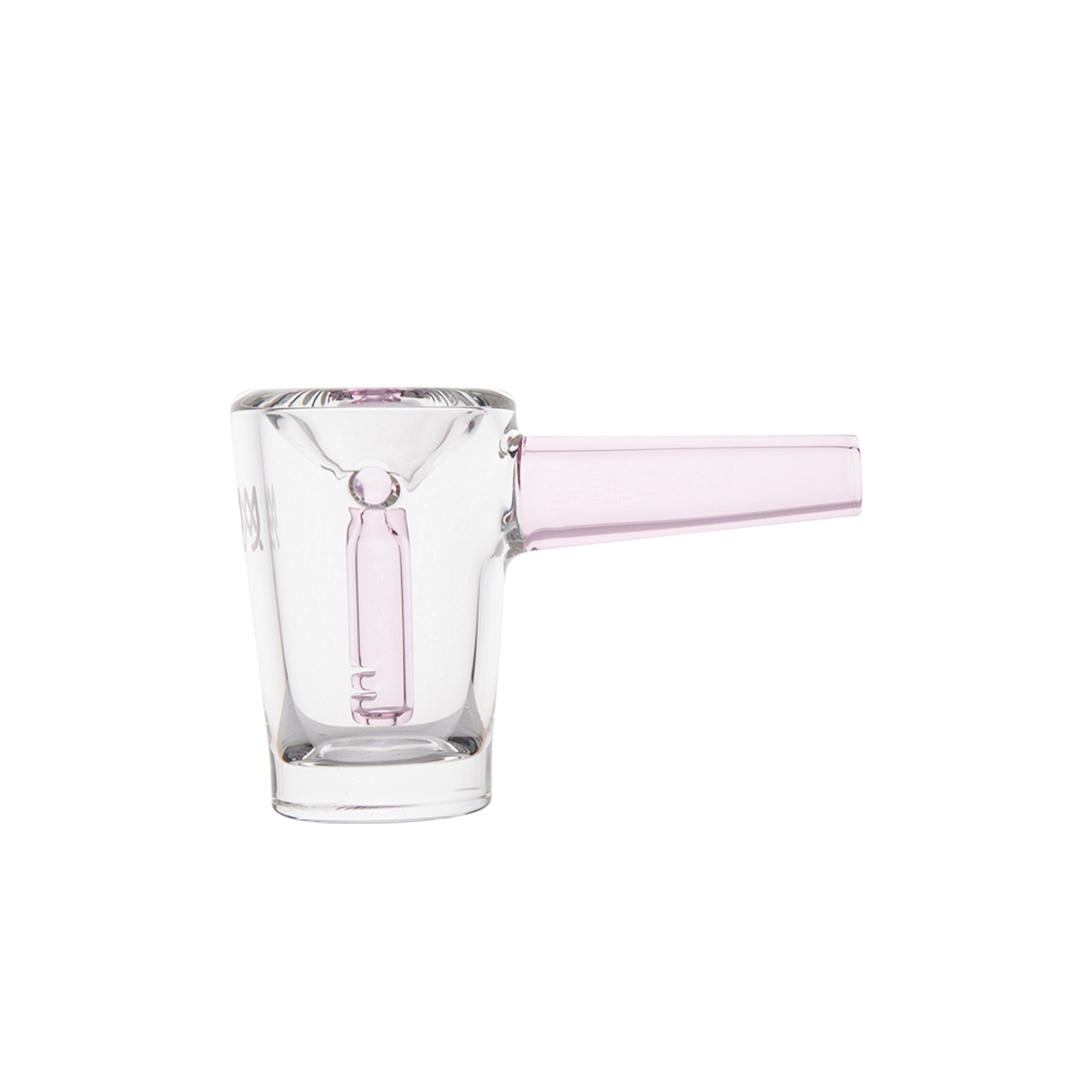 MJ Arsenal Basin Compact Bubbler in Blush, Side View, 100% Borosilicate Glass