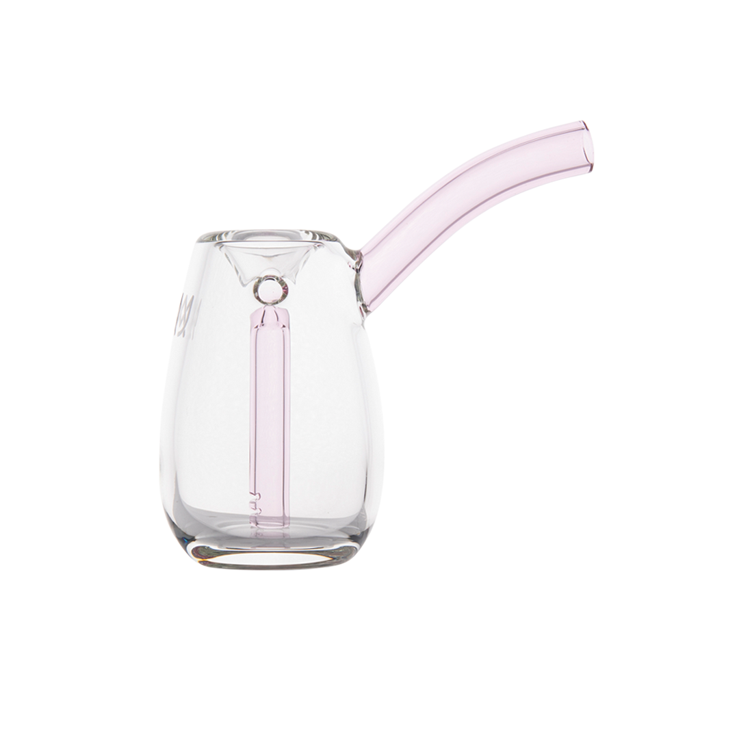 MJ Arsenal Bulb Mini Bubbler in Blush, 100% Borosilicate Glass, Front View on White Background