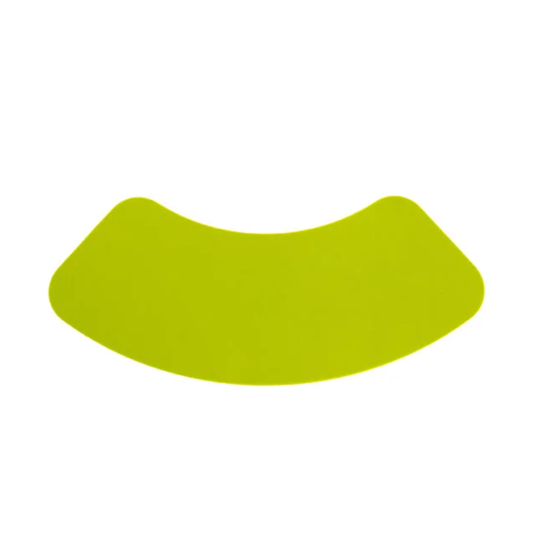 Blazy Susan vibrant yellow spinning rolling tray, top view, on seamless white background