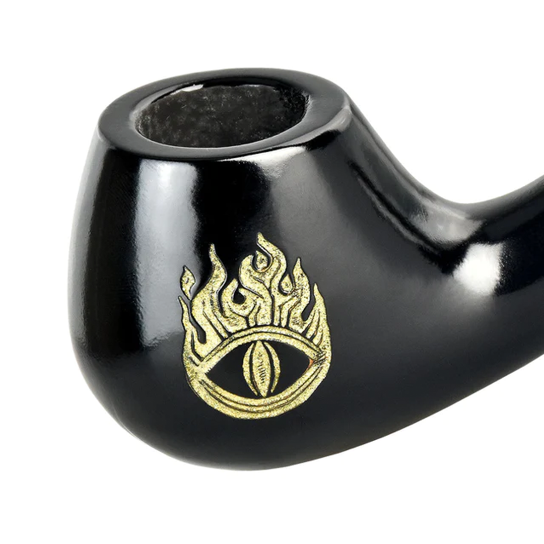 Shire Pipes Engraved Cherry Wood Hand Pipe with LOTR Design - Close-up View