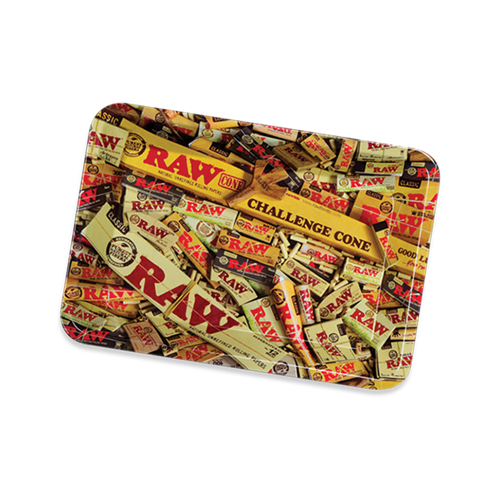 RAW Essential Rolling Tray with Mixed Design - Top View for Easy Rolling