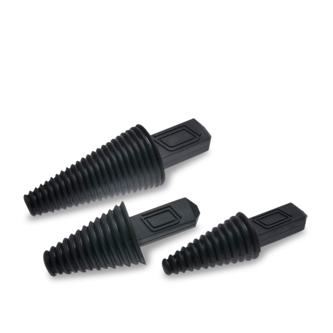 MJ Arsenal Cleaning Plugs Set, black silicone stoppers for bong maintenance, top view