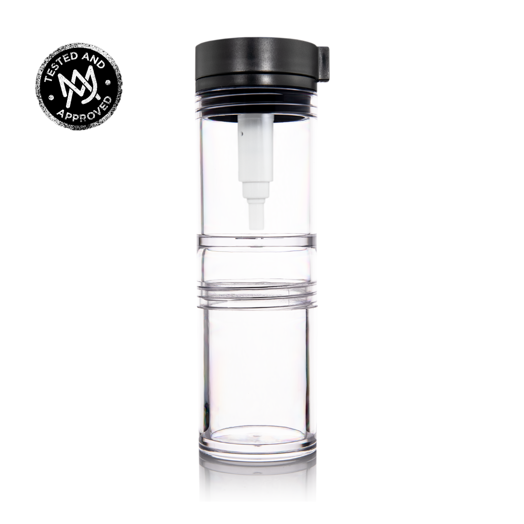 MJ Arsenal Clean Can - 7oz ISO Pump Dispenser & Swab Storage, front view on white background