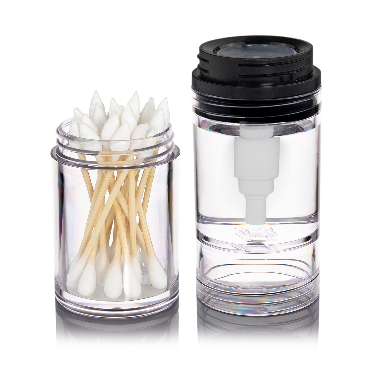 MJ Arsenal Clean Can - 7oz ISO Pump Dispenser with Swab Storage, Front View on White Background