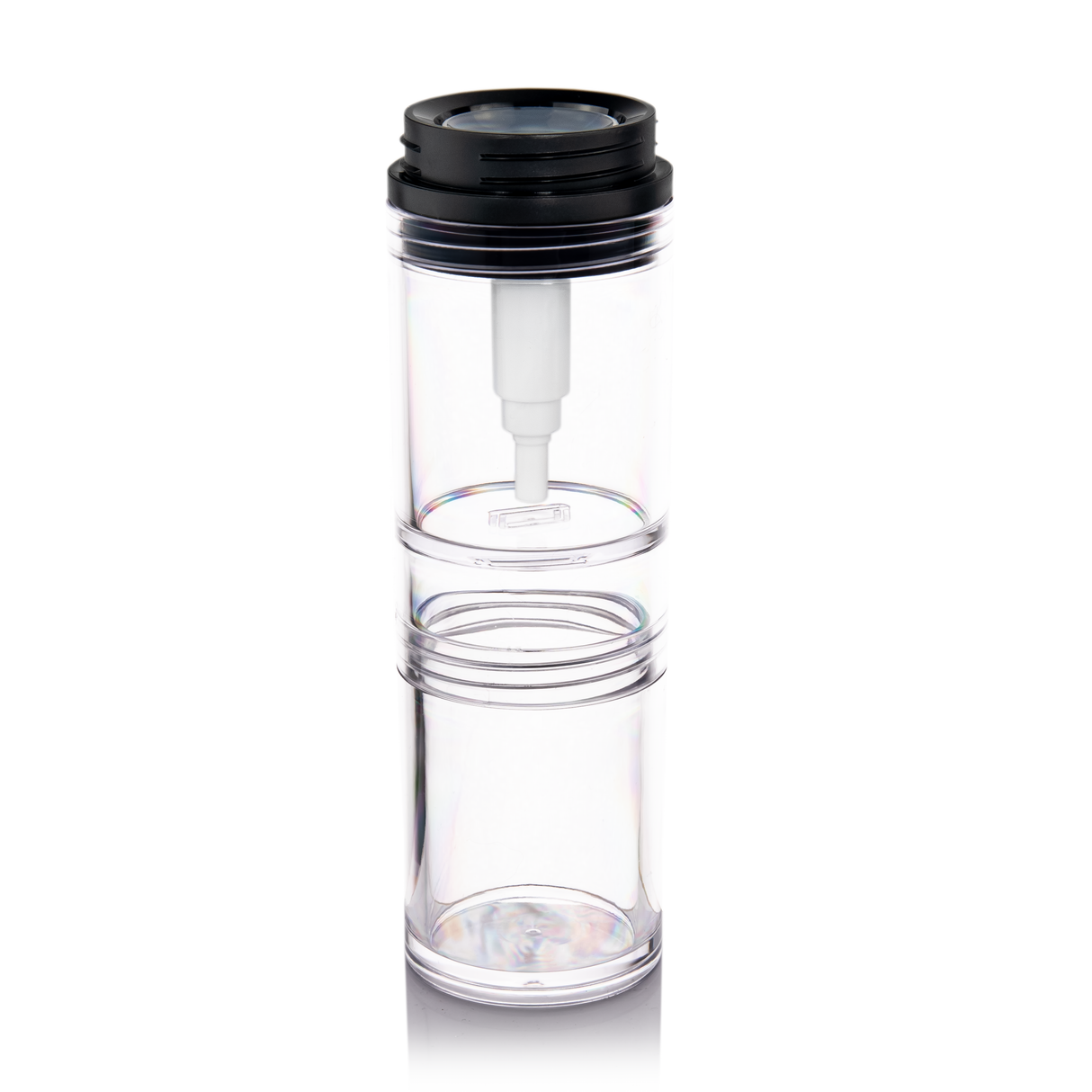MJ Arsenal Clean Can - Clear 7oz ISO Pump Dispenser & Swab Storage Front View