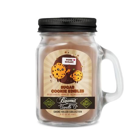 Beamer Candle Co. Mini 4oz Candle in Sugar Cookie Edibles scent, displayed in a clear mason jar