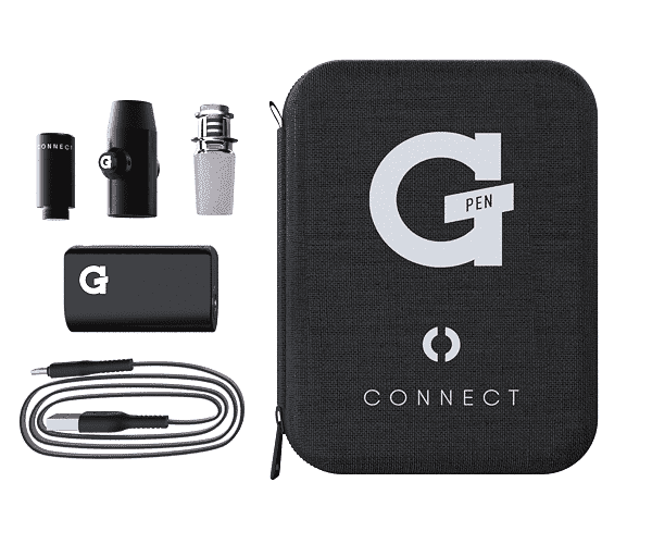 G Pen Connect Vaporizer kit with accessories and carrying case on white background