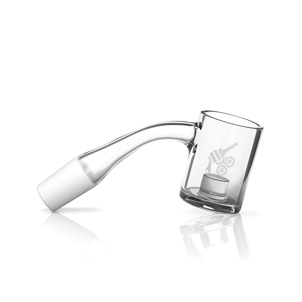 Honeybee Herb CORE REACTOR QUARTZ BANGER at 45° angle, clear flat top design for dab rigs